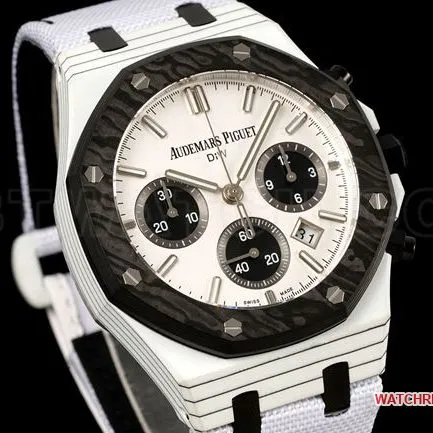 1:1replica watch Diw factory Royal OakAudemars Piguetwhite dialchronograph mechanical front live photo