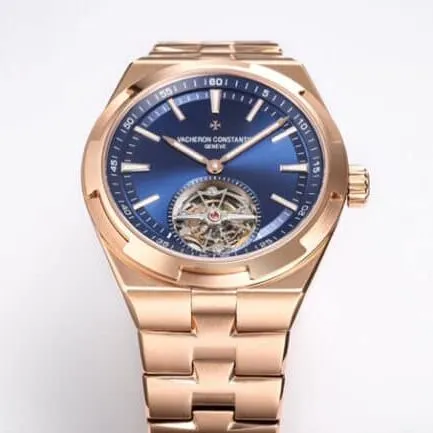 top-tiersuper cloneBBRVacheron Constantinrose goldblue dial tourbillondetail shots