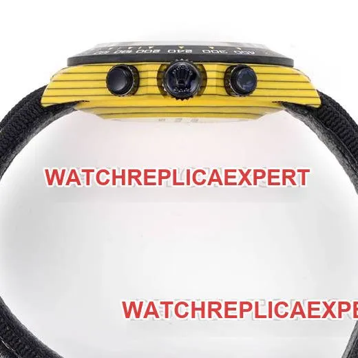 collectible watches TW factory Rolex Daytona yellow disk yellow case black nylon strap front real picture