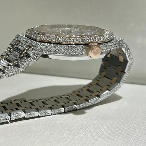 top-tier watch Audemars Piguet men's gray plate steel bracelet watch front view