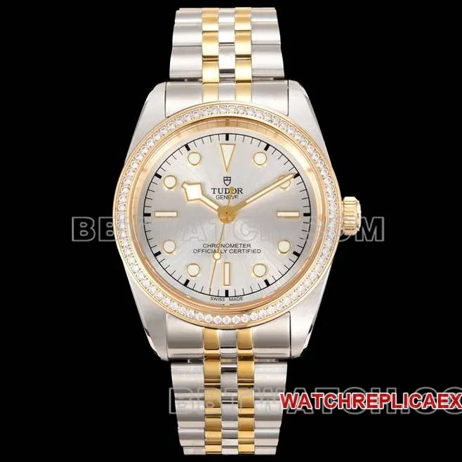 Tudortop-tier watch V9 Factory Biwan 41mm Swarovski diamond ring mechanical gold steel bracelet front live photo