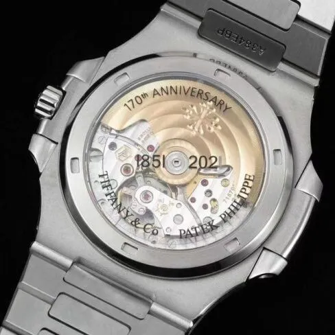 top-tier watch Patek Philippe limited edition Nautilus5711 Tiffany white steel blue bottom Nautilus men's mechanical watch front view
