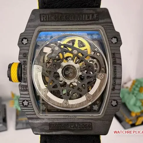 top-tier watch RM067-02Richard Mille hollow dial yellow braceletside live photo