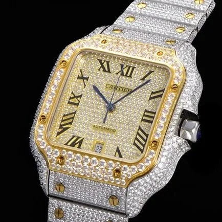 top-tier replicaCartierhigh-quality watch men's gold plate steel bracelet fully automatic movement baby's breath tank series detail shots