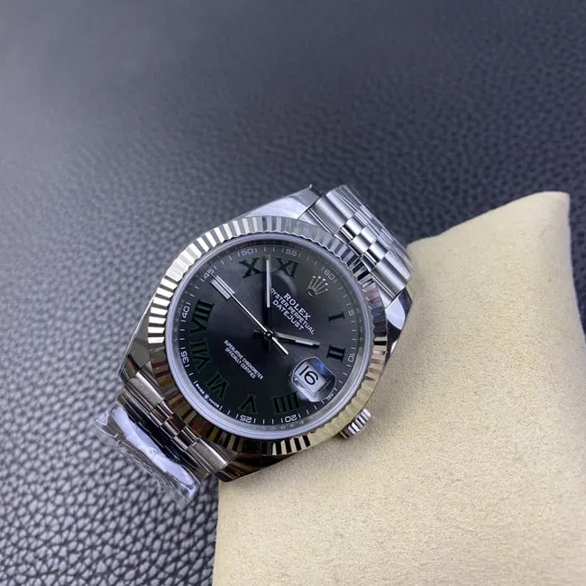 Clean factory Rolextop-tier watch men's gray plate steel braceletDatejust series automatic movement watch front view