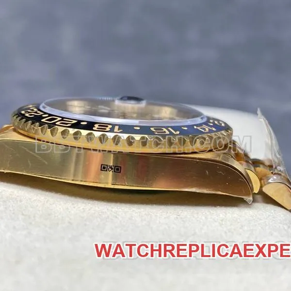 Rolex1:1replica watch ARF FactoryGMT-Master tiger eye stone GMTyellow goldsteel bracelet front live photo