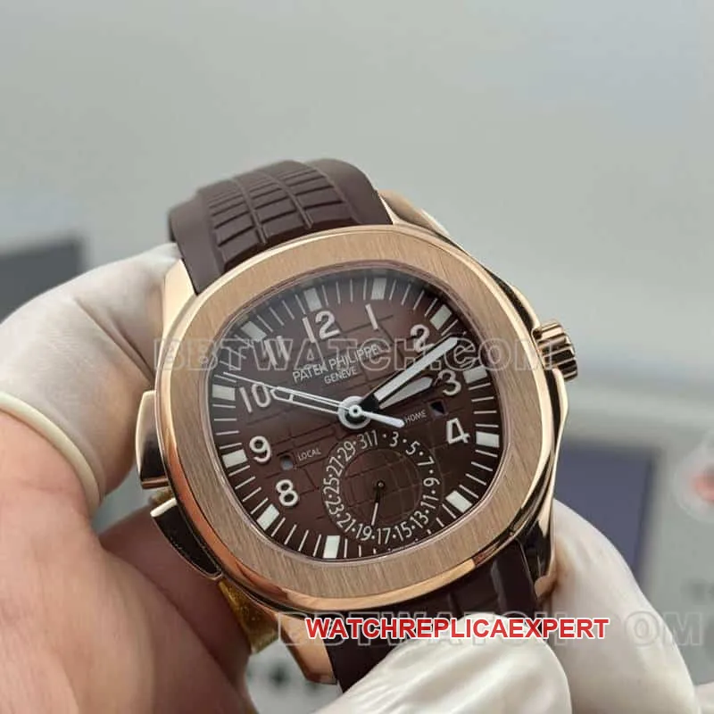 PP factory Patek PhilippeAQUANAUT1:1super brown disc grenade dual time zone 5164side live photo