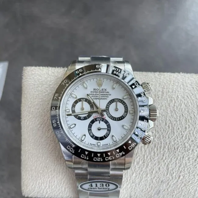 Dachang high-quality replicaC factory new Panda ceramic white steel Daytona4130movement front view