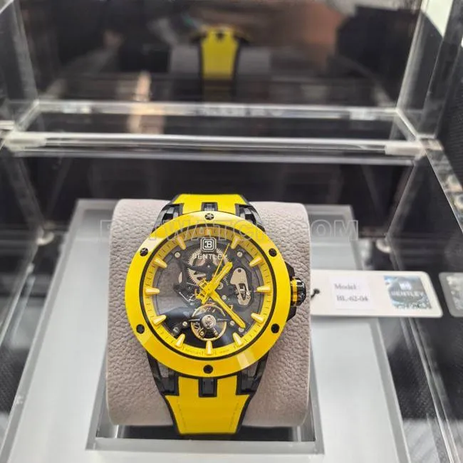 top-tier watch Bentley BL-62 peak yellow rubber braceletfront live photo