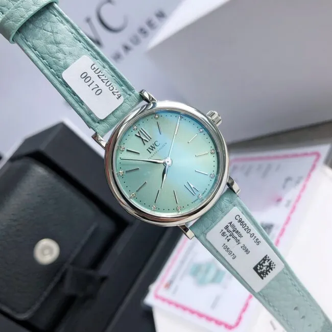 top-tiersuper cloneIWC Portofino series light blue dial women's watch front view