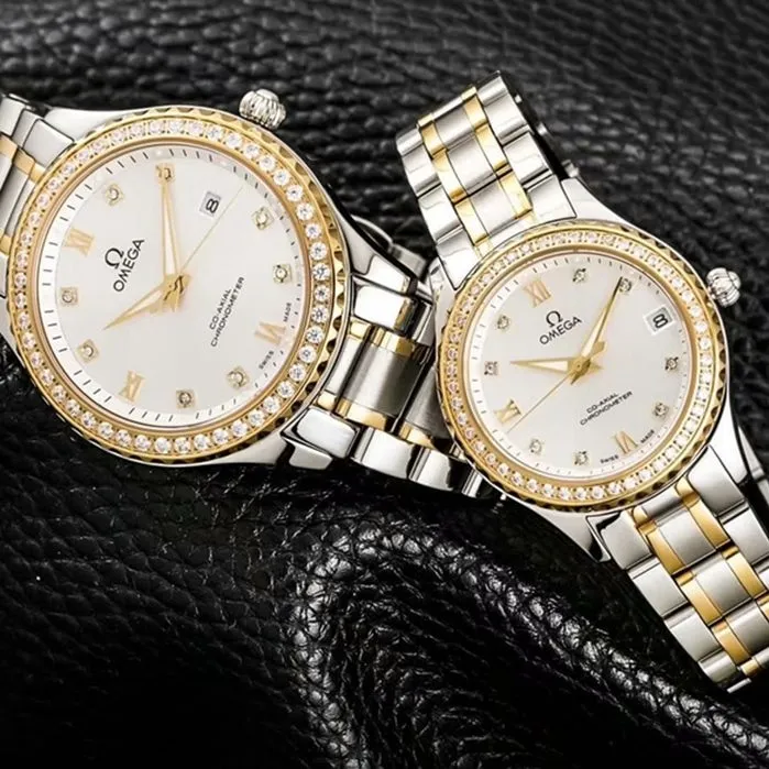 Front view of hot new Omega men’s and women’s watches