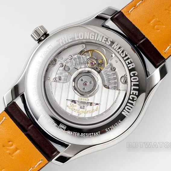 APS factory Longines watchmaking tradition super clonesilver dialmoon phaseleather strap model L2.909.4.78.3front live photo