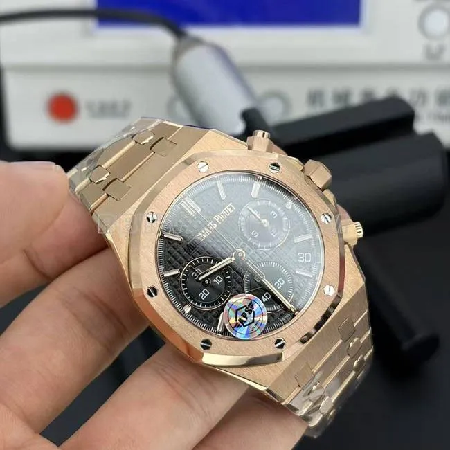 collectible watch APS factory Royal OakAudemars Piguetblack dialrose gold mechanical 26240front live photo
