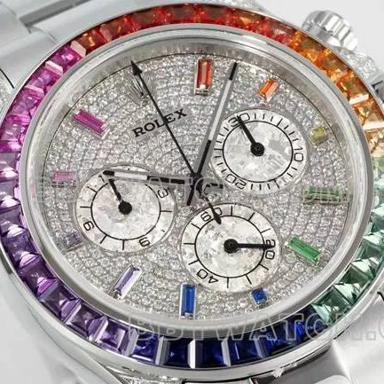 1:1replica watch DaytonaRX FactoryRolex rainbow diamond bezel diamond dial mechanical front live photo