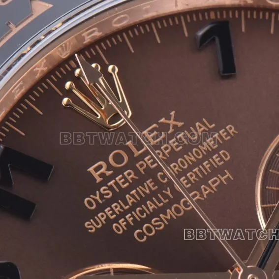 C Factory Rolex Daytonatop-tier replicarose gold chocolate disc steel bracelet model m116505-0011front live photo