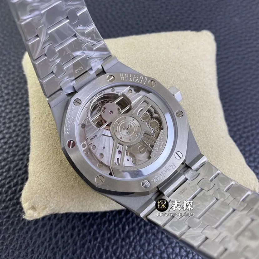 R8 factory Audemars PiguetRoyal Oak1:1super watch men's smoked blue dialtourbillonsteel bracelet picture and price front live photo