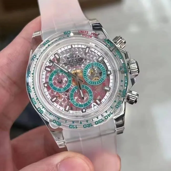 Top Rolex Daytona Customized AET 4130 Caliber Sapphire Crystal Case Men's Mechanical Watch Front View