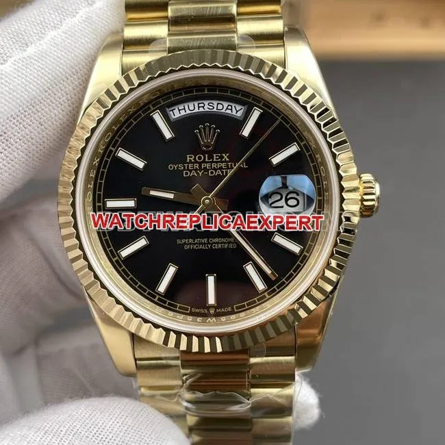top-tier watch CBD factory black dialRolexDay-Dateyellow gold3255 mechanical no caseback live photo