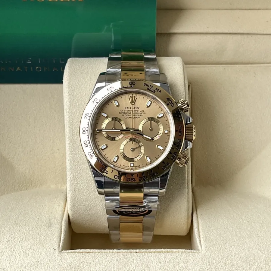 BT factory Rolex men's Daytona1:1super watch gold panda disc steel bracelet model m116503-0003front live photo