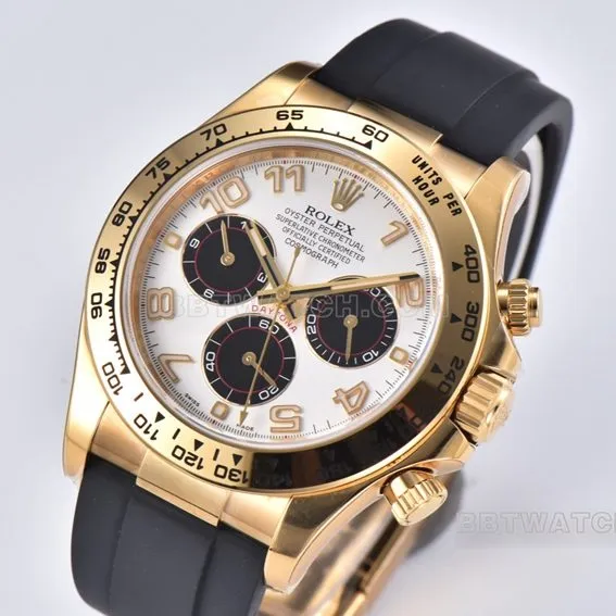 Factory C Rolex Daytonatop-tier 1:1super silver white dialyellow gold rubber model 116518braceletlive photos