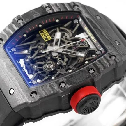 ZF FactoryRichard Milletop-tier watch automatic movement men's black dial black rubber strap watch front view