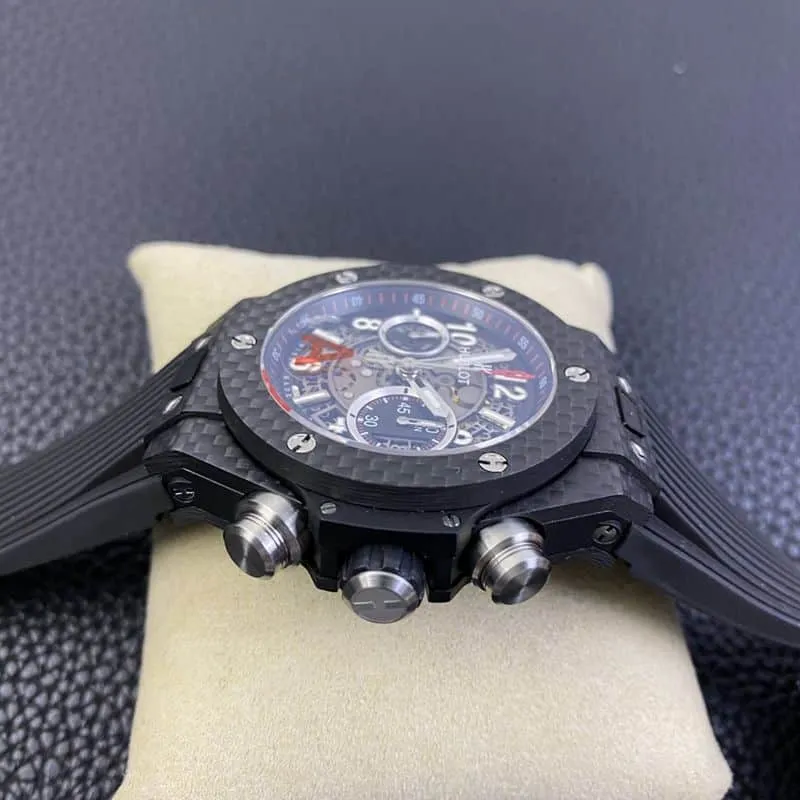 Hublot BIG BANG series carbon fiber case watch front view