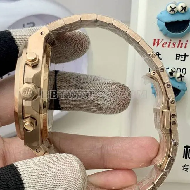 watch Audemars PiguetBLS factory Royal Oakrose goldsilver dial mechanical 26420front live photo