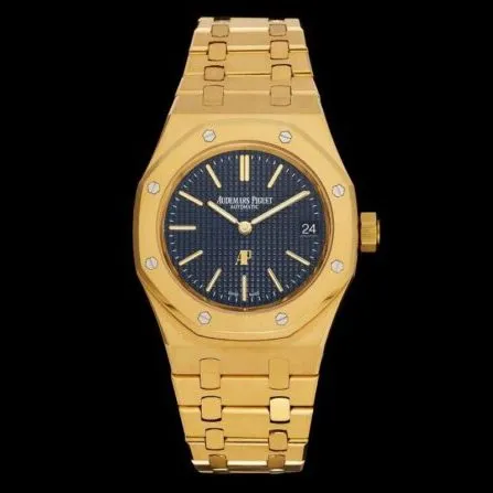 top-tier watch Audemars PiguetRoyal Oak15202 two-hand mechanical movement gold plate blue bottom men's watch front view