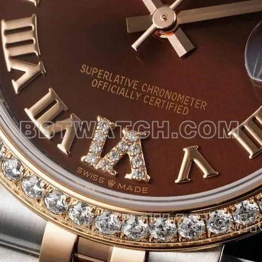 ARF FactoryRolex log top-tier brown disk diamond bezel31mm intergold five-lattice chain link 278381front live photo