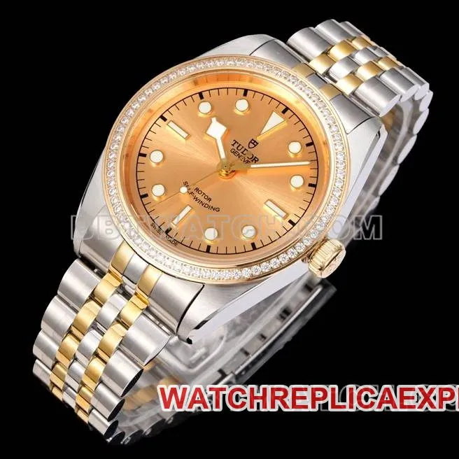 Tudortop-tier watch V9 Factory Biwan 41mm Swarovski diamond ring mechanical gold steel bracelet front live photo