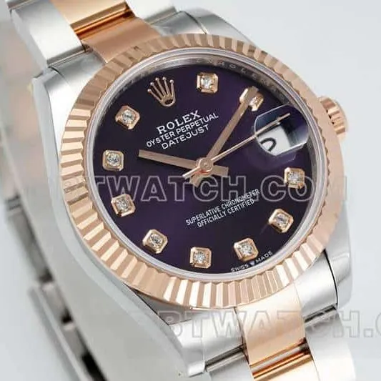 ARF FactoryRolex log 1:1super purple plate 31mm gold three-lattice chain link 278271front live photo