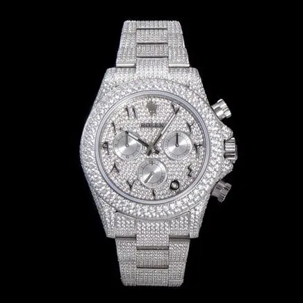 Rolextop-tier watch men's white dialsteel bracelet new universe chronograph Daytona gypsophila 40 series mechanical watch front view