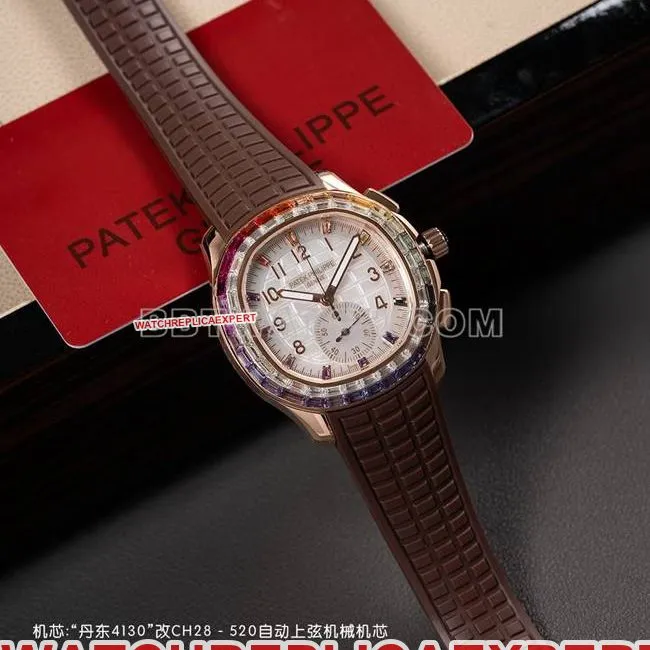collectible watch PPM factory Patek PhilippeAquanaut mechanical brown rubber braceletfront live photo