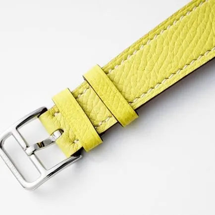 top-tier Hermès women's white dial yellow belt classic series quartzleather strap watch detail shots