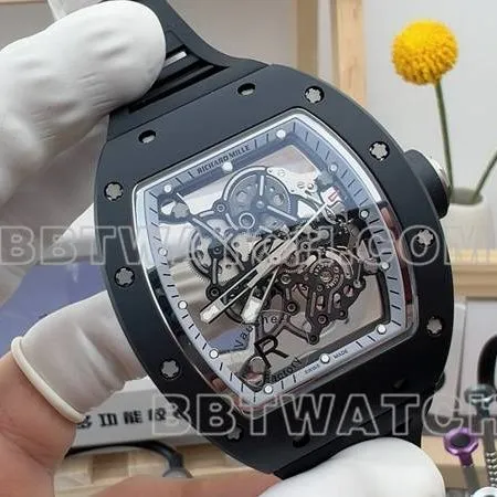 Richard Mille's collectible watch R factory hollow plate black rubber model RM055front live photo