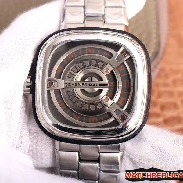 SEVENFRIDAYreplica/seven day display five watch automatic movementmen's watch Swiss steel bracelet large dialM series front view