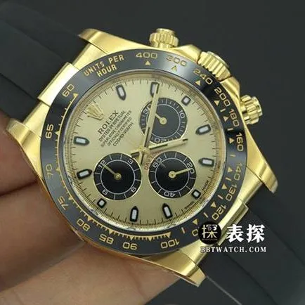 Factory C Rolex men's Cosmograph Daytona1:1super watch champagne panda dial rubber model M116518ln-0048 overall live photos