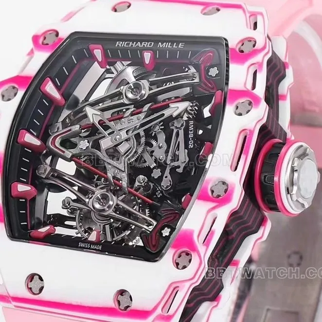 Richard Mille men's top-tier pink rubber RM 38-02 front live photo
