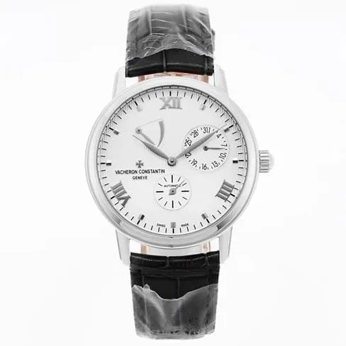 APEX factory top-tier watch Vacheron Constantin men's white dial black belt inheritance series watch front view