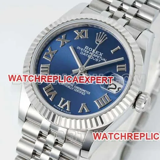 ARF FactoryRolex log super cloneblue dial Roman numerals 31mm five grid link 278274front live photo