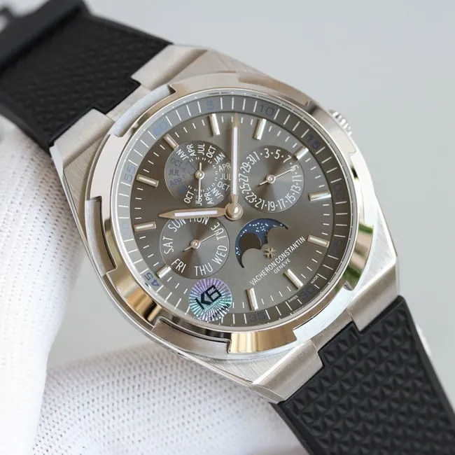 top-tier replicaVacheron Constantin series silver steel case perpetual calendar multi-function watch front view