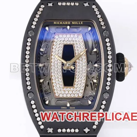 Richard Mille collectible watch ZF Factory black ceramic diamond mechanical watch RM07-1front live photo