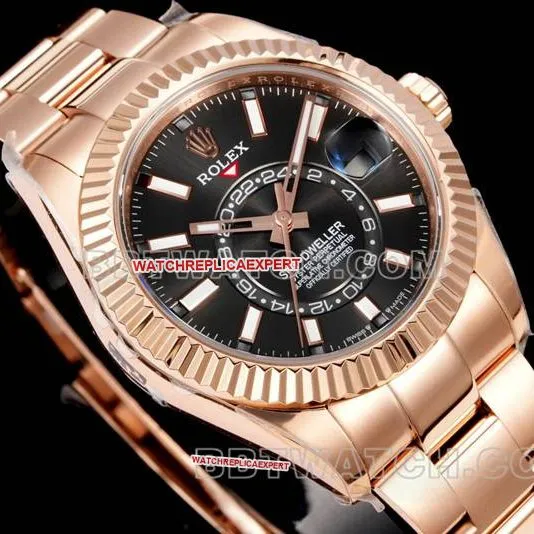 collectible watch RolexAR+ factory pilot black dial mechanical rose goldfront live photo