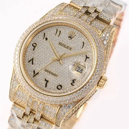 TW factory top-tier replicaRolex men's white dial gold band Datejust series 18k automatic movement watch front view
