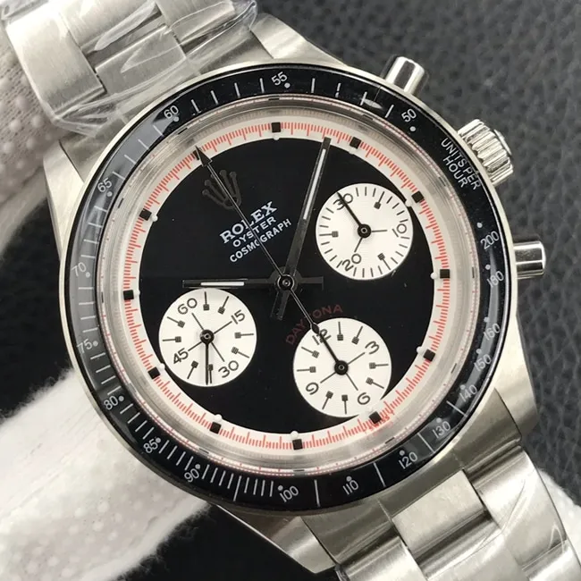 Rolextop-tier watch Di retro Paul Newman series men's black dialsteel bracelet mechanical watch front view