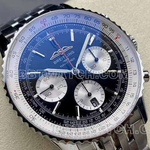 top-tier watch BreitlingBLS factory aviation chronographblack dialsteel bracelet front live photo