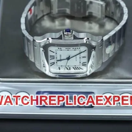 BV Factory Cartier Top Watch Men's White Dial Steel Band New Santos Automatic Mechanical Side View