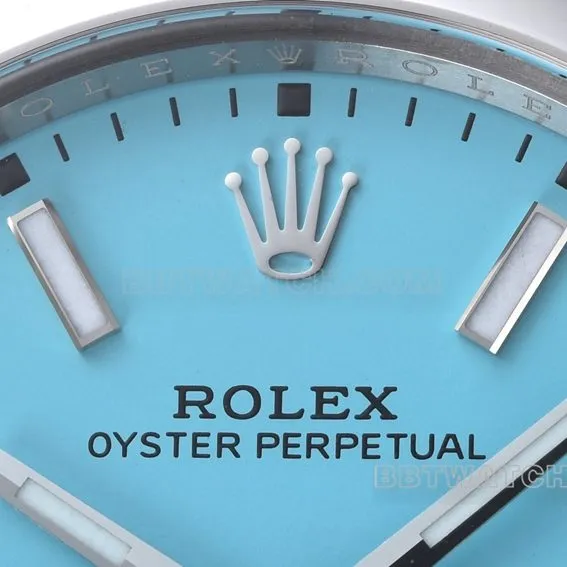 Factory C Rolex Oyster Perpetual top-tier replica41mm turquoise blue dial124300-0006front live photo
