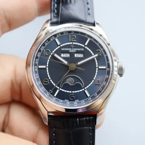top-tier replicaVacheron Constantin watch Wu Luzhi type—FIFTYSIX full date display series full automatic movement men’s blue dial blue belt detail shots