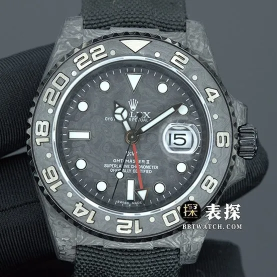 VS FactoryRolex1:1top-tier watch men's carbon fiber leather strap model pictures and prices side live photo